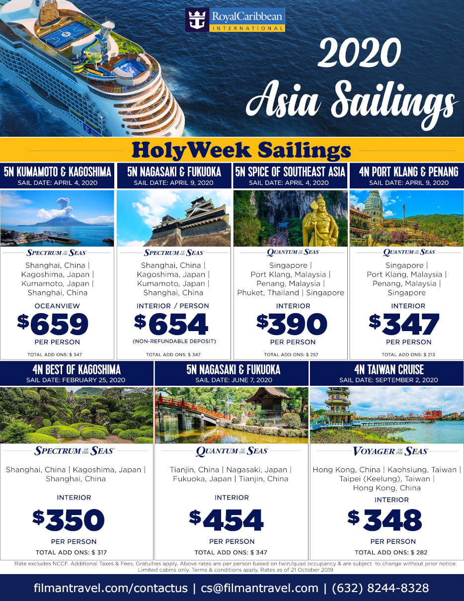 2020 Asia Sailings Royal Caribbean Cruise Line flyer