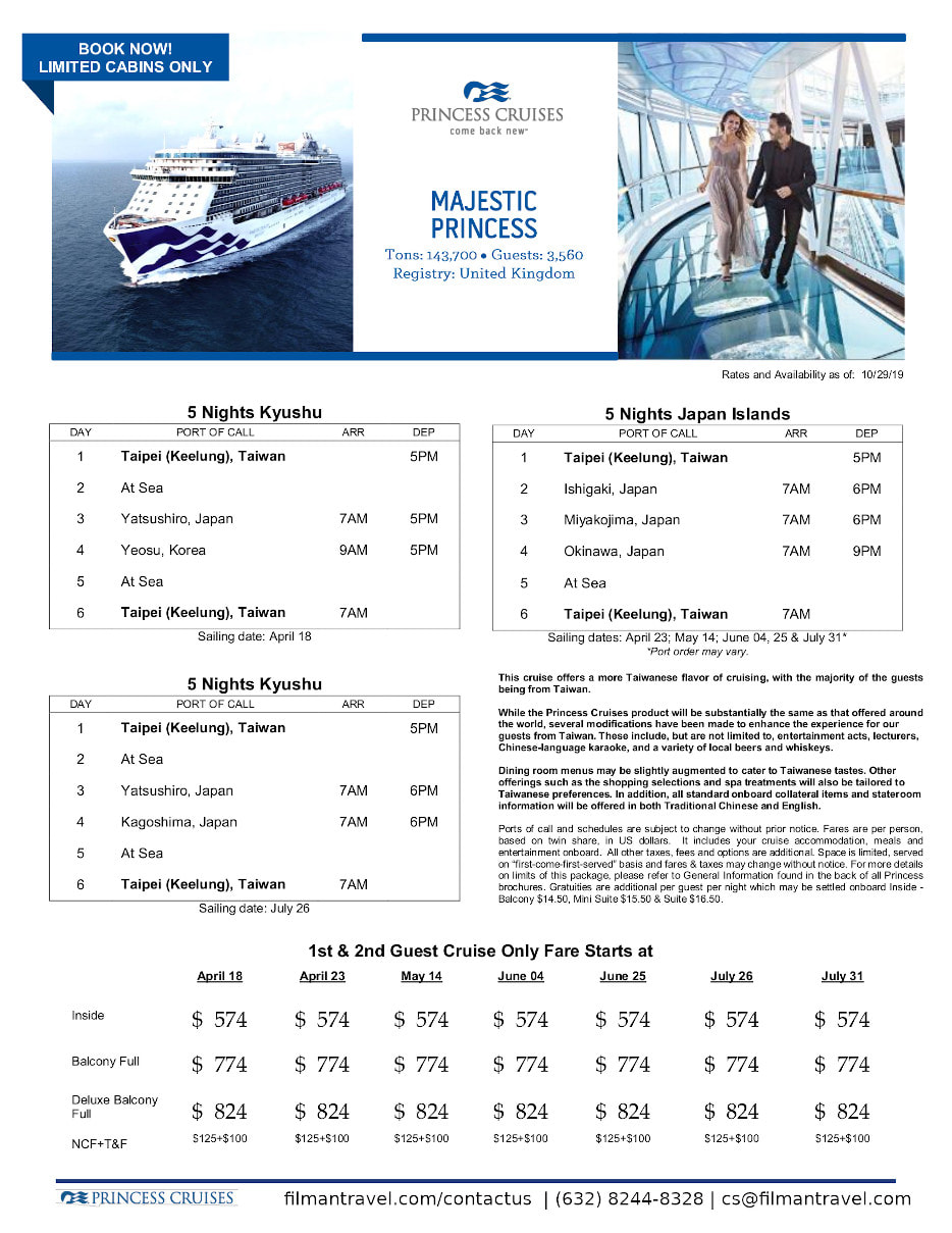 flyer image for cruise onboard majestic princess april to july 2020