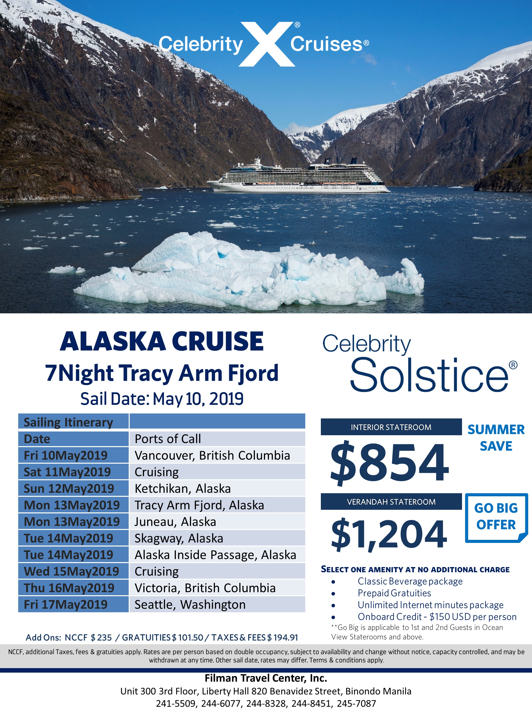 celebrity solstice alaska cruise itinerary