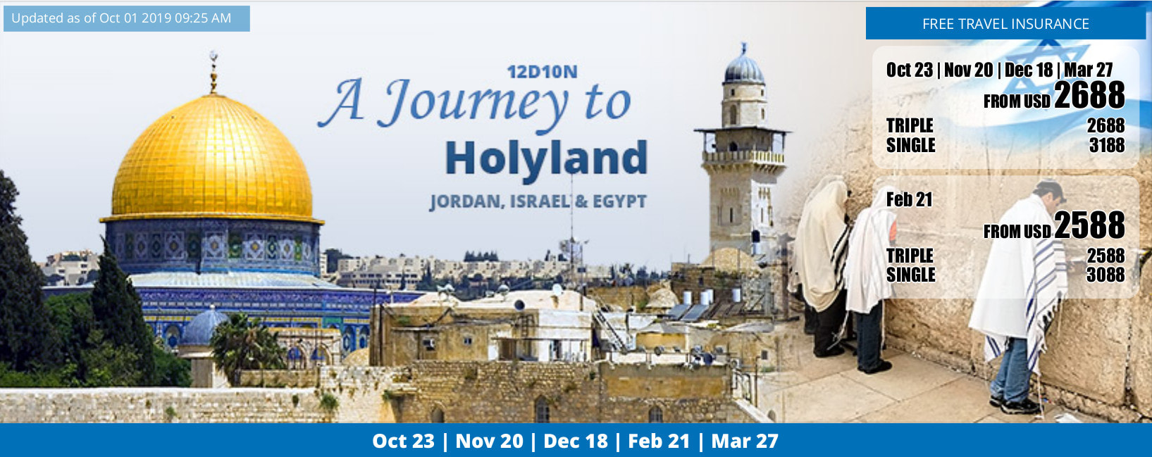 Journey to holy Land 12 Days 2019-2020 Flyer Banner click for itinerary 