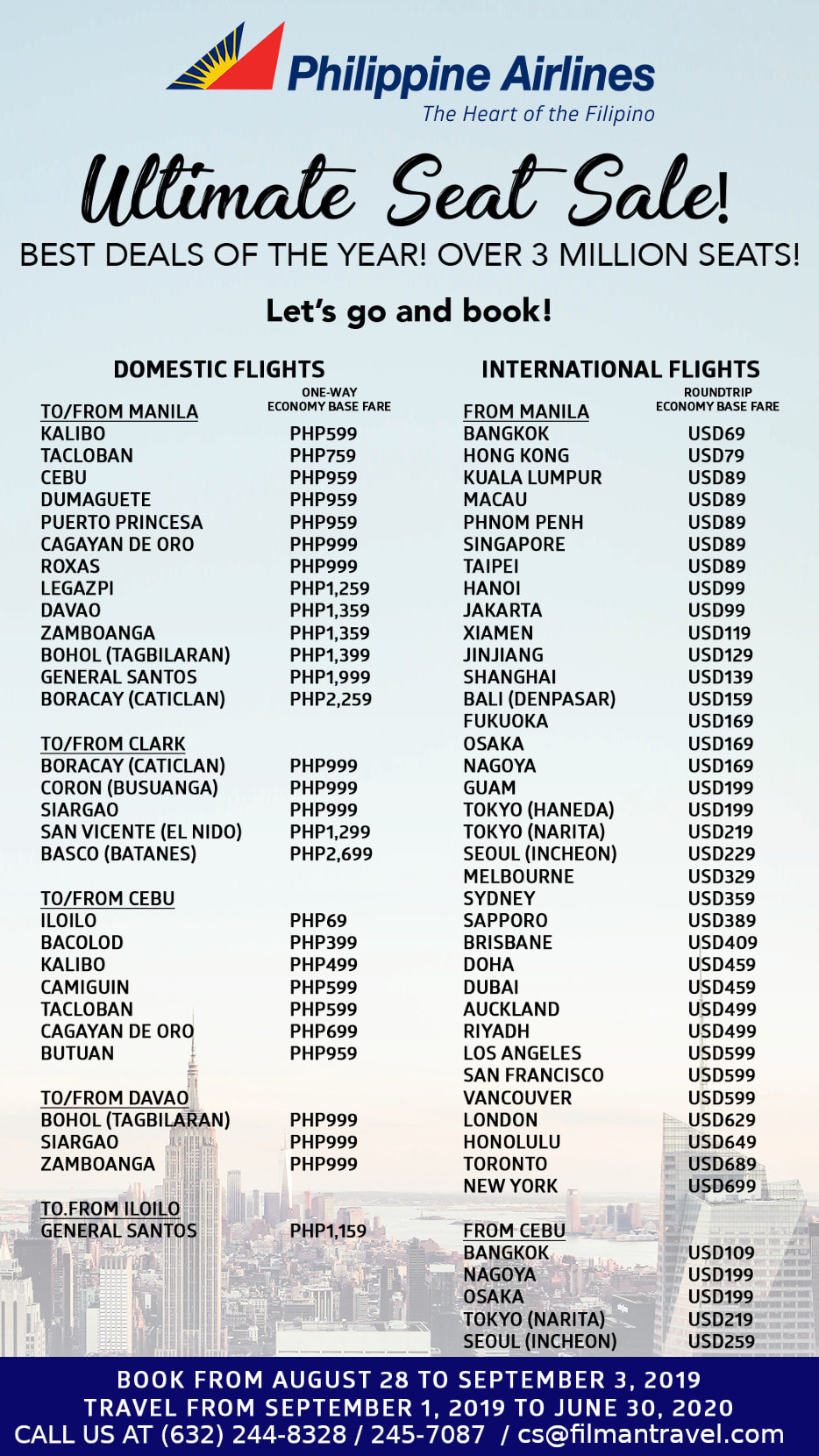 Philippine airlines 2019 Ultimate Seat Sale Flyer Image